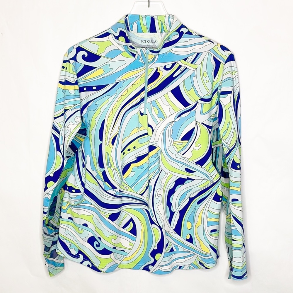 Icikuls Womens Long Sleeve Print Golf Polo (XL)